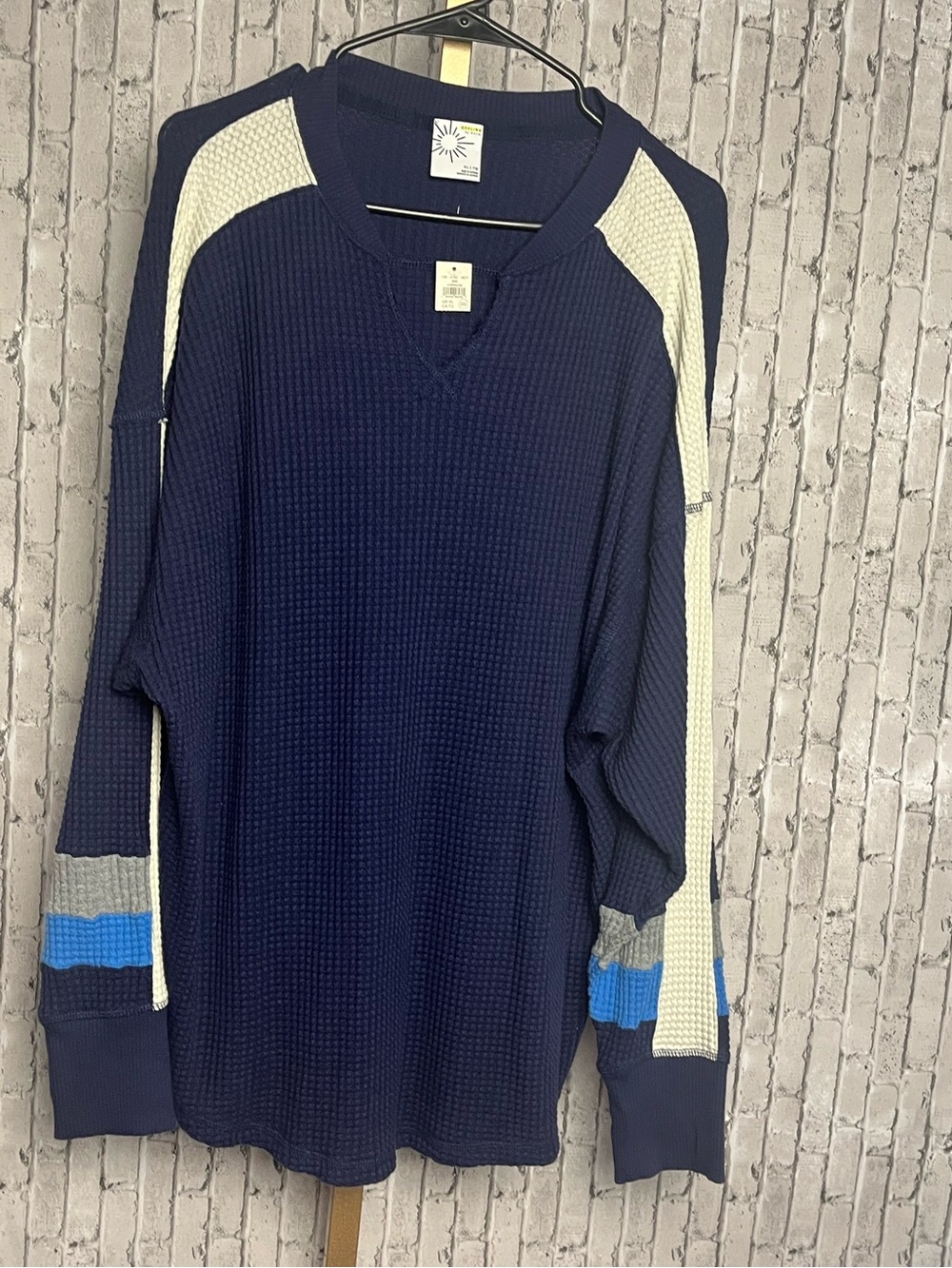 OFFLINE By Aerie Wow Waffle Knit Notch Neck Shirt Navy XL NWT thermal shirt